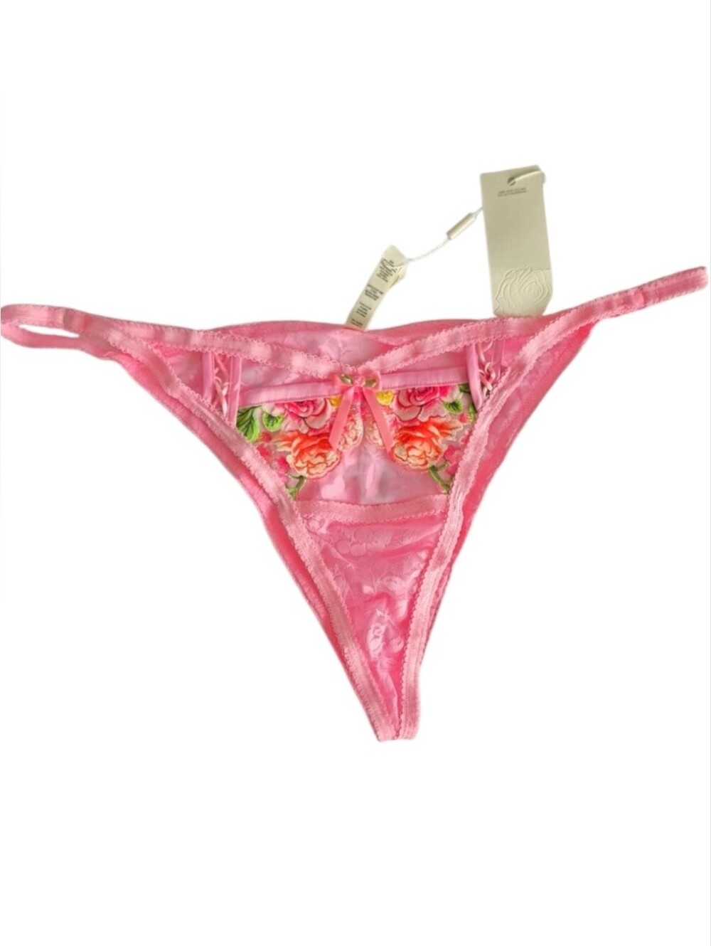 For Love And Lemons Pink Panty with Floral Embroidered Panel
